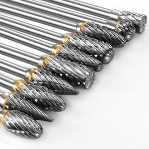 5Pcs Long Carbide Burr Set 1/4" Shank Total L 4.3" Die Grinder Bits Rotary Rasp Attachment Cut Port Grind Metal Cast Iron Steel Aluminum Cylinder Head Engine Intake Exhaust Manifold Tight Area